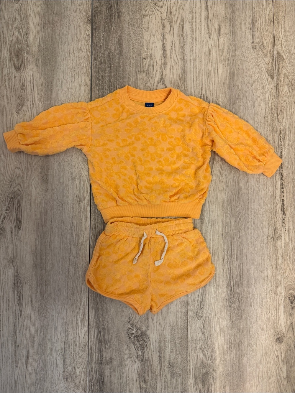 Old Navy Orange Floral Terry Cloth Floral Pullover & Shorts Set